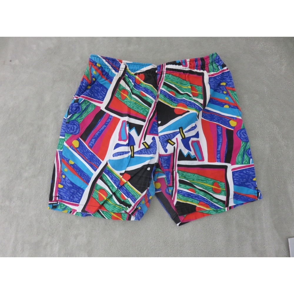1980s Generation One Women's Multicolor Elastic Waist 100% Cotton Beach Short XL